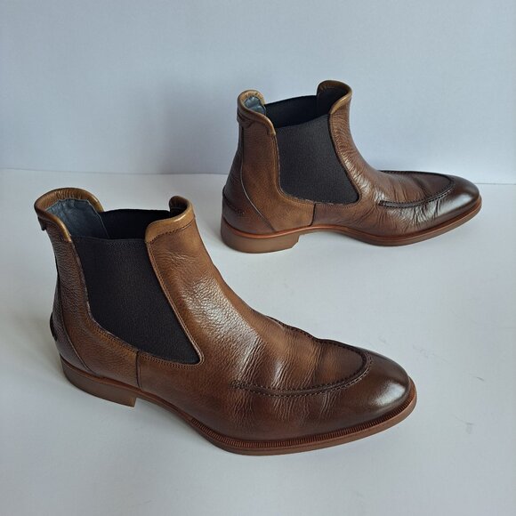 New Di Bianco Minori Men\'s Brown Leather Slip On Chelsea Boots main image 5